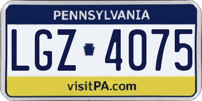 PA license plate LGZ4075
