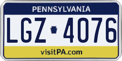 PA license plate LGZ4076