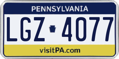 PA license plate LGZ4077