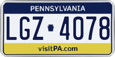 PA license plate LGZ4078