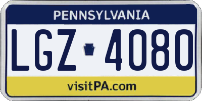 PA license plate LGZ4080
