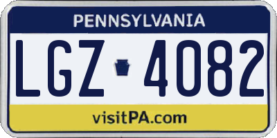 PA license plate LGZ4082