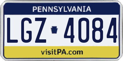 PA license plate LGZ4084