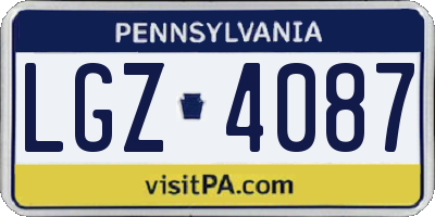 PA license plate LGZ4087