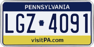 PA license plate LGZ4091
