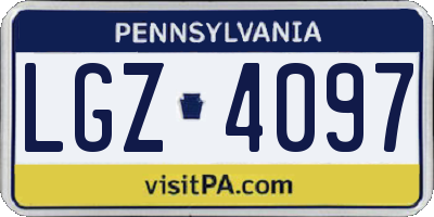 PA license plate LGZ4097