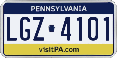 PA license plate LGZ4101