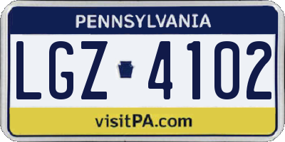 PA license plate LGZ4102