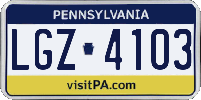 PA license plate LGZ4103