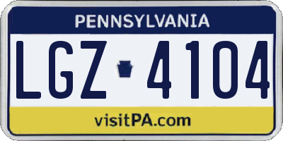 PA license plate LGZ4104