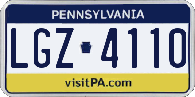 PA license plate LGZ4110