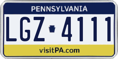 PA license plate LGZ4111