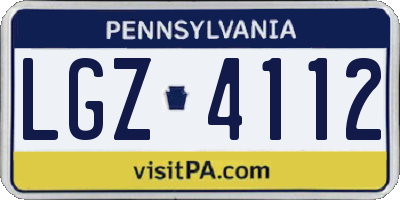 PA license plate LGZ4112