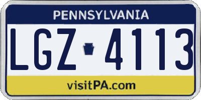 PA license plate LGZ4113