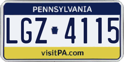 PA license plate LGZ4115