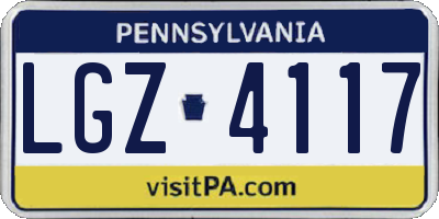 PA license plate LGZ4117