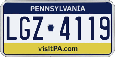 PA license plate LGZ4119