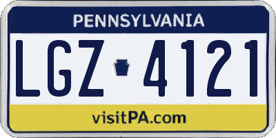 PA license plate LGZ4121