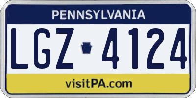 PA license plate LGZ4124