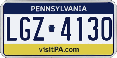 PA license plate LGZ4130