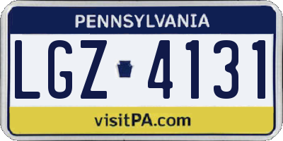 PA license plate LGZ4131