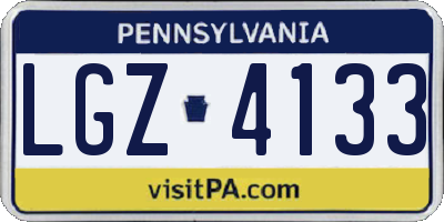 PA license plate LGZ4133