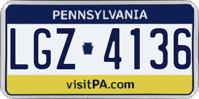 PA license plate LGZ4136