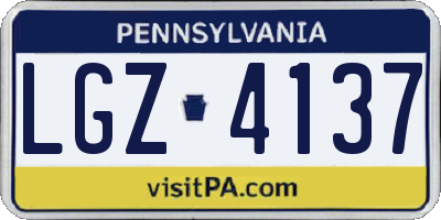 PA license plate LGZ4137