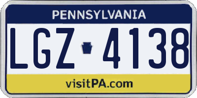 PA license plate LGZ4138
