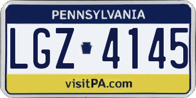 PA license plate LGZ4145