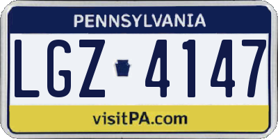 PA license plate LGZ4147
