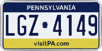 PA license plate LGZ4149