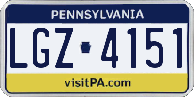 PA license plate LGZ4151