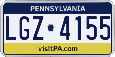 PA license plate LGZ4155