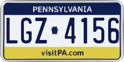 PA license plate LGZ4156