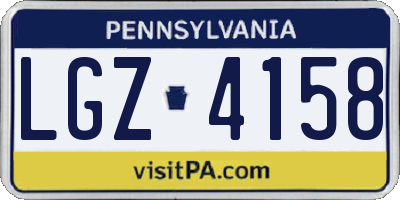 PA license plate LGZ4158