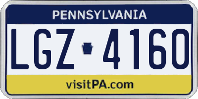 PA license plate LGZ4160