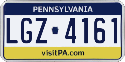 PA license plate LGZ4161