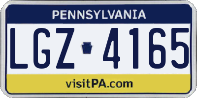 PA license plate LGZ4165