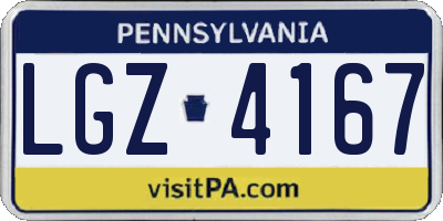 PA license plate LGZ4167