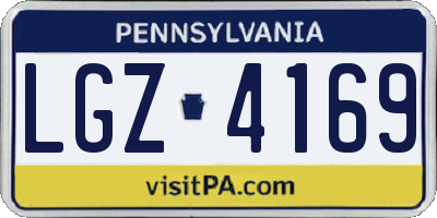 PA license plate LGZ4169