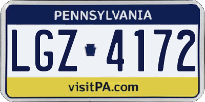 PA license plate LGZ4172