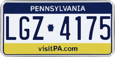 PA license plate LGZ4175