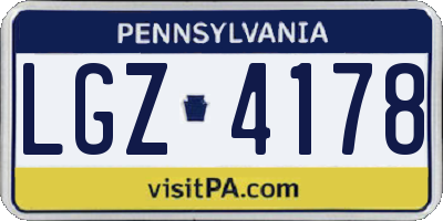 PA license plate LGZ4178