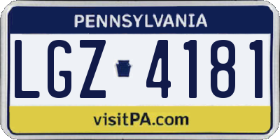 PA license plate LGZ4181