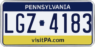 PA license plate LGZ4183