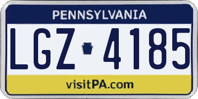 PA license plate LGZ4185