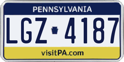 PA license plate LGZ4187