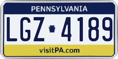 PA license plate LGZ4189