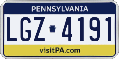 PA license plate LGZ4191